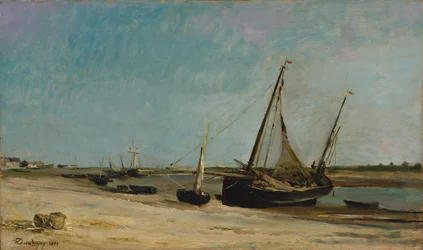Boote an der Küste bei Étaples