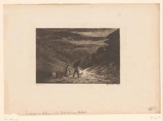 Zwei Wanderer mit Laterne