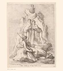 Brunnen mit zwei Nymphen und einem Flussgott