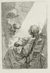 Die Jungfrau Maria wiegt das Jesuskind