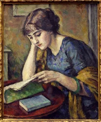 Lesen. Gemälde von Charles Guerin (1875-1939), Öl auf Leinwand