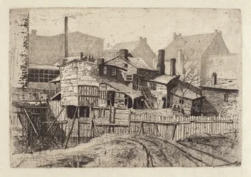 Unbenanntes Holzhaus in der Stadt