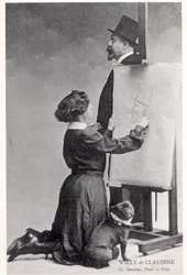 Postkarte mit Colette und ihrem Ehemann Willy