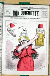 Titelblatt von „Le Don Quixote“, Nummer 215, Satirisch in Farben