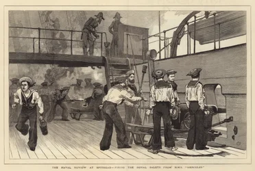 Die Marineparade in Spithead, Abfeuern des königlichen Salut von der HMS Hercules