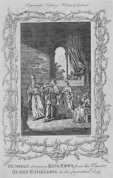 Dunstan zerrt König Edwy am Tag seiner Krönung von seiner Gemahlin Königin Ethelgiva fort, 1773.