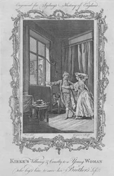 Kirkes Schurkerei und Grausamkeit gegenüber einer jungen Frau, die ihn bat, das Leben ihres Bruders zu retten (1773)
