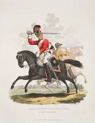 Erstes Regiment der Life Guards, neue Uniform, graviert von Joseph Constantine Stadler, 1815
