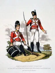 Uniform der Grenadiere und Leichten Infanterie des 20. oder Worcestershire Regiments, aus 