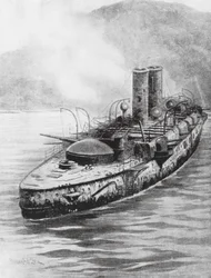 Der spanische Panzerkreuzer Oquendo nach dem Seegefecht 1898