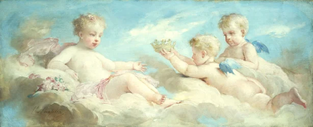 Putti, die in den Wolken spielen