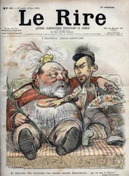 Anglo-Japanische Allianz (1902) Karikatur von Charles LEANDRE für The Laughter
