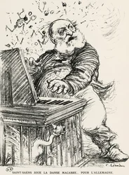 Karikatur von Charles Camille Saint-Saens, französischer Komponist, Pianist und Organist