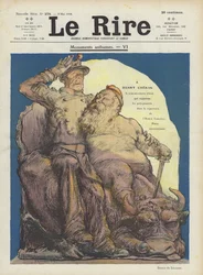 Karikatur von Henry Cheron, französischer Unterstaatssekretär für Kriegswesen. Illustration für Le Rire