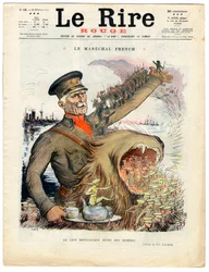 Titelblatt von „Das rote Lachen“, Satirisch in Farben