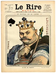 Titelblatt von „Das rote Lachen“, Satirisch in Farben