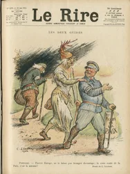 Illustration von Charles Léandre (1862-1934) für das Titelblatt von Le Rire, 24/06/22 - Die beiden Führer - England, Großbritannien, Europa, Präsident der Republik, Frieden, Hut - Raymond Poincaré, David Lloyd George (1863-1945)