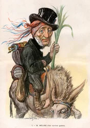 Jules Méline (1838-1925), französischer Politiker, Landwirtschaftsminister - Karikatur von Charles Léandre (1862-1934) in „Le Rire“ vom 12. April 1902