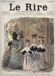 Das ist das erste Mal in diesem Jahr, dass wir unsere Mädchen zur Kunstausstellung geführt haben - Karikatur von Charles Leandre (1862-1934) in „Le Rire“ vom 10. August