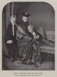 Lord Salisbury und seine zwei Söhne (s/w Foto)