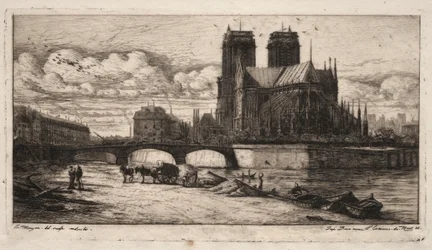 Radierungen von Paris: Die Apsis der Kathedrale Notre Dame, 1854