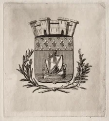 Radierungen von Paris: Die symbolischen Waffen der Stadt Paris