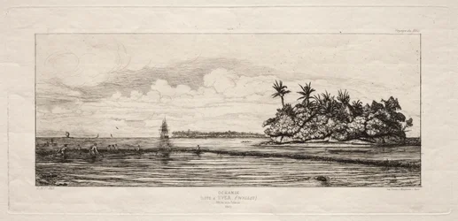 Ozeanien: Fischen in der Nähe von Inseln mit Palmen in der Uea- oder Wallis-Gruppe, 1845
