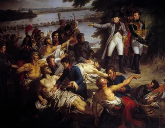 Napoleon kehrt nach der Schlacht von Essling am 23. Mai auf die Insel Lobau zurück