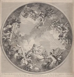 Der heilige Ludwig überreicht Christus sein Schwert, nach einem Deckendesign, 1755-90