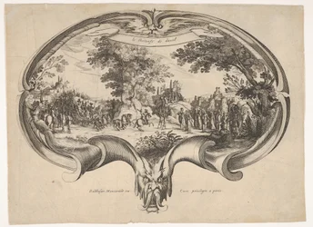 Der Triumph Davids, von einem Fächer von Jacques Callot