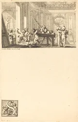 Putti bereiten die Innendekoration eines Herrenhauses vor