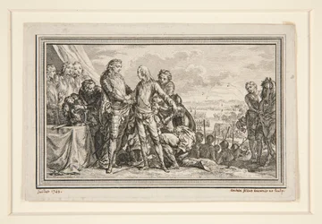 Der König bewaffnet den Dauphin in Fontenoy