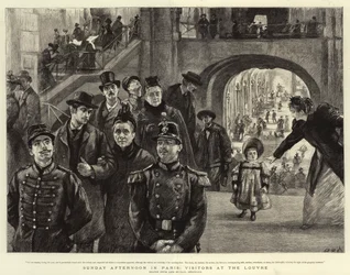 Sonntagnachmittag in Paris, Besucher im Louvre