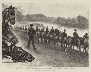 Die Militärmanöver, Pferde im Lager tränken