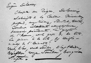 Text des Dichters Charles Baudelaire (1821-1867) über den Maler Eugene Delacroix, veröffentlicht 1846