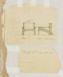Entwurf für einen Eichenstuhl, in Vorder- und Seitenansicht, 1905