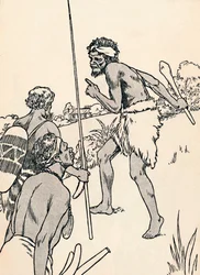Aborigines nähern sich einer Siedlerfarm, 1912