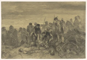 Die Leiche von Richard III., König von England, auf dem Schlachtfeld von Bosworth gefunden, 1485