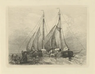 Segelschiffe an einem Strand