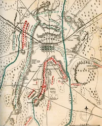 Karte der Schlacht von Gettysburg, Pennsylvania, 1.-3. Juli 1863
