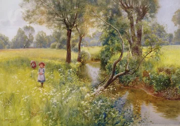 Sommerblumenpflücken am Bach, 1899