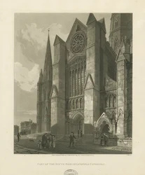 Lichfield Kathedrale - Südliches Querschiff (Aquatinta-Stich)