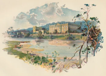 Chatsworth vom Derwent, um 1890