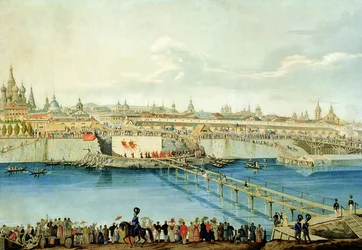 Grundsteinlegung der Moskvoretsky-Brücke in Moskau, 1830