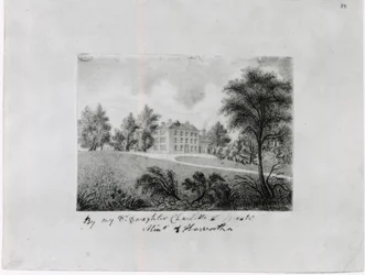 Die Roe Head Schule, ca. 1831-32 (Conte auf Papier)