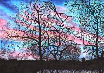 Sonnenuntergang von einem Berliner Balkon, 2020