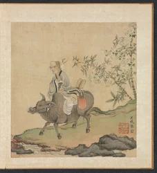 Laozi reitet auf einem Ochsen
