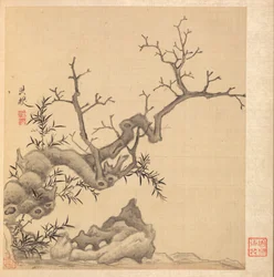 Gemälde nach alten Meistern: Felsen, alter Baum und Bambus, 1598-1652