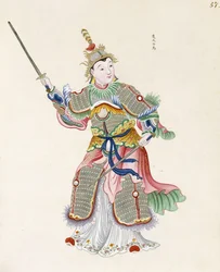Eine Figur, die Schwerter schwingt