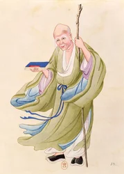 Ein alter Chinese, Illustration aus einem Album mythologischer chinesischer Personen
